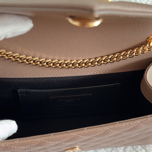 Saint Laurent YSL Small Envelope Quilted Matelassé Chain Leather Shoulder Bag - Picture 8 of 16